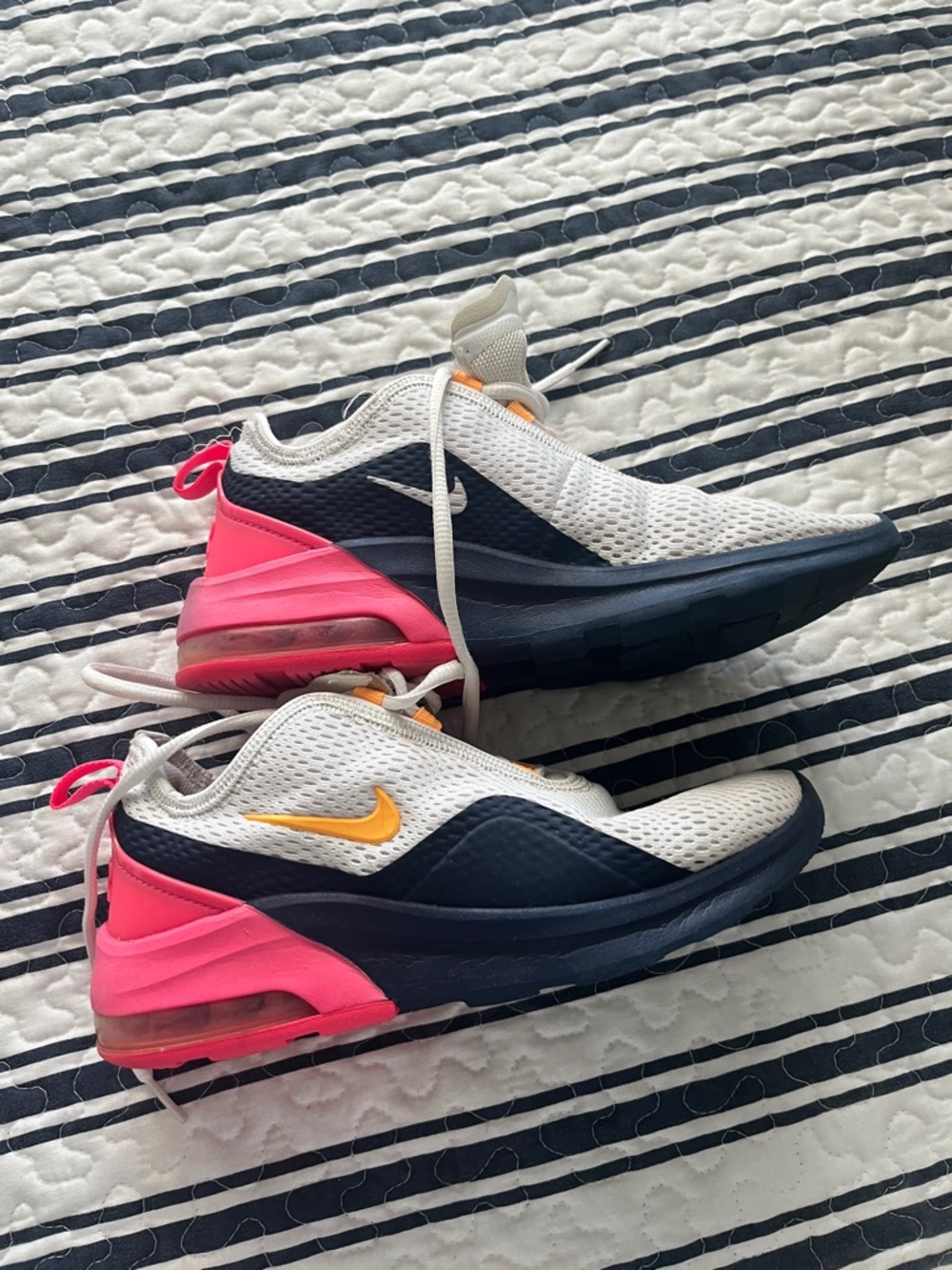 Nike Women's White Navy Pink Orange Air Max-Style Running Sneakers